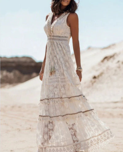 Stefanie | Damen Boho Sommer Maxikleid