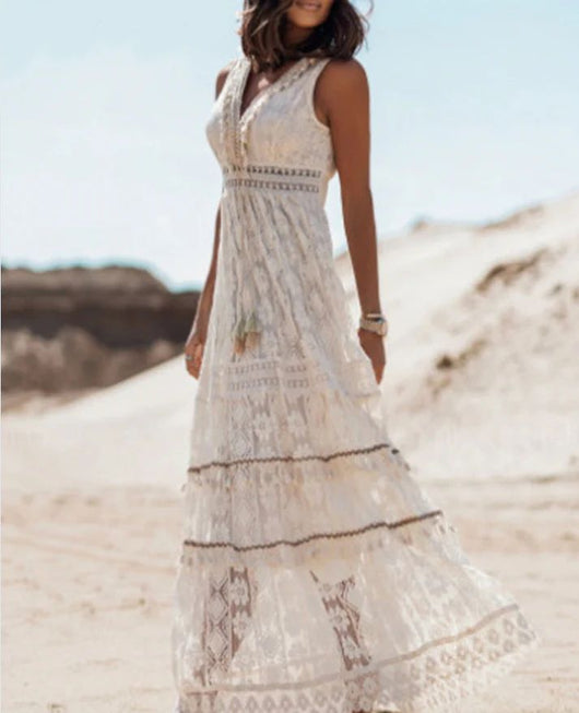 Stefanie | Damen Boho Sommer Maxikleid
