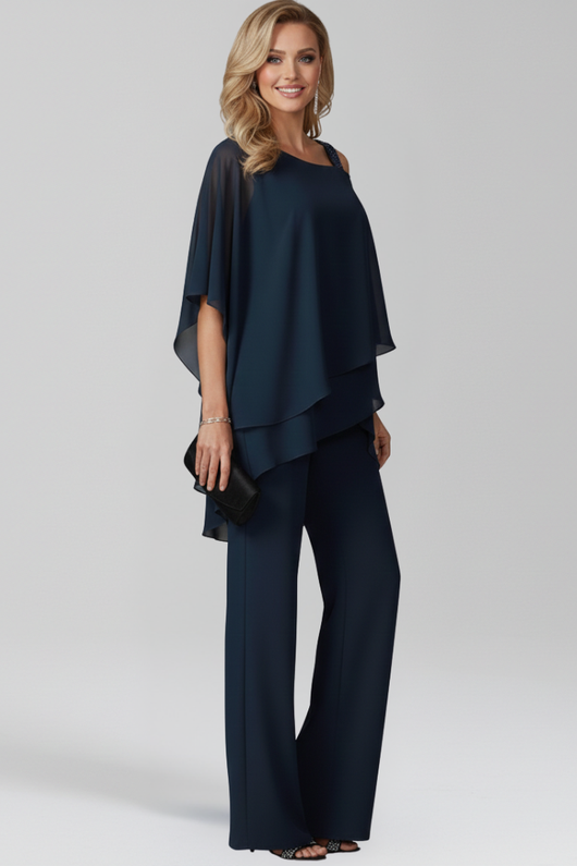 Jana | Damen Cold-Shoulder Fließender Wide-Leg Jumpsuit