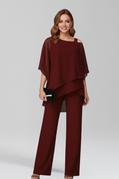 Jana | Damen Cold-Shoulder Fließender Wide-Leg Jumpsuit