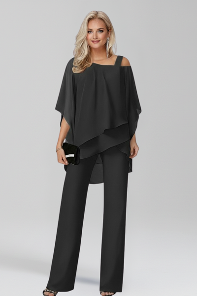 Jana | Damen Cold-Shoulder Fließender Wide-Leg Jumpsuit