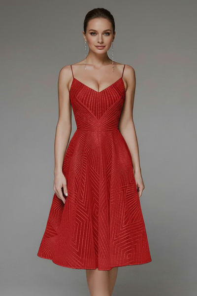 Katharina | Damen Spaghettiträger A-Linien Rock Midikleid