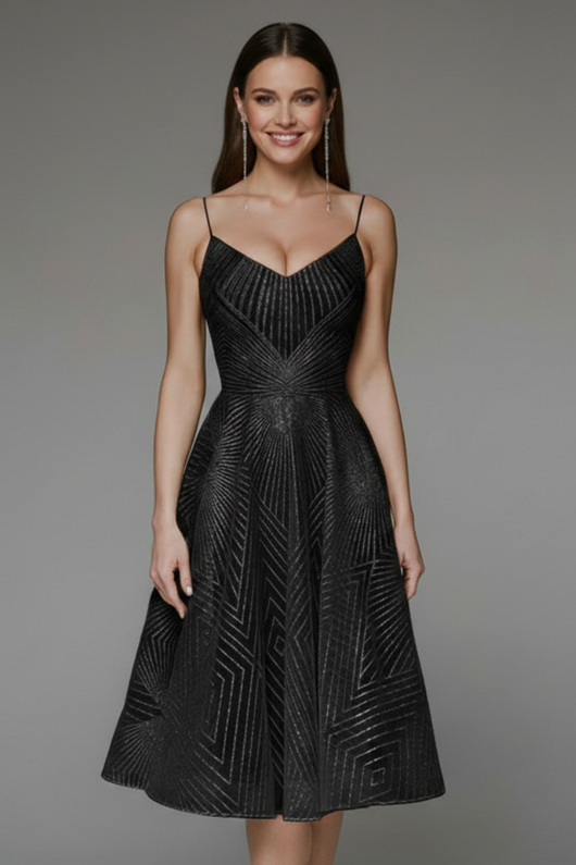 Katharina | Damen Spaghettiträger A-Linien Rock Midikleid