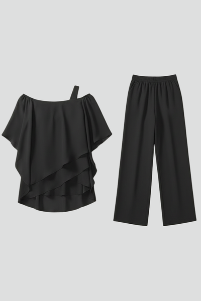 Isabella | Damen Off-Shoulder Fließender Wide-Leg Jumpsuit