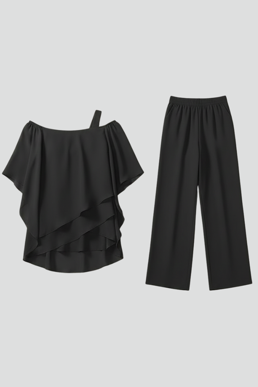 Isabella | Damen Off-Shoulder Fließender Wide-Leg Jumpsuit