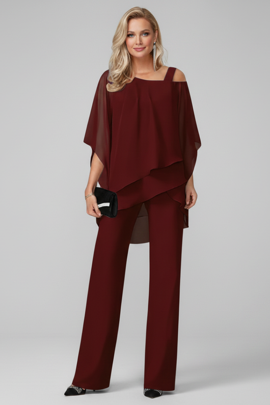 Isabella | Damen Off-Shoulder Fließender Wide-Leg Jumpsuit