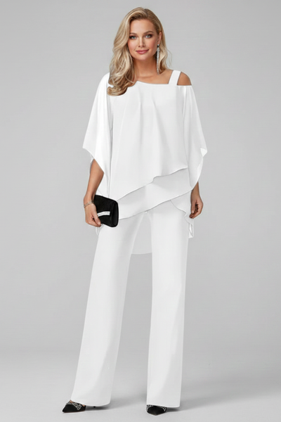 Isabella | Damen Off-Shoulder Fließender Wide-Leg Jumpsuit