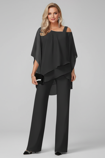 Isabella | Damen Off-Shoulder Fließender Wide-Leg Jumpsuit