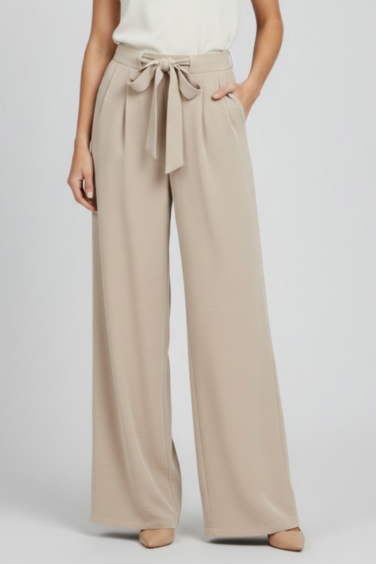 Karin | Damen Wide-Leg Palazzo-Hose mit Kordelzugbund