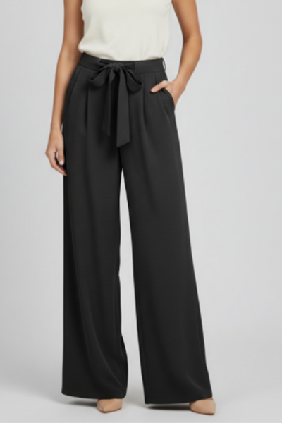 Karin | Damen Wide-Leg Palazzo-Hose mit Kordelzugbund