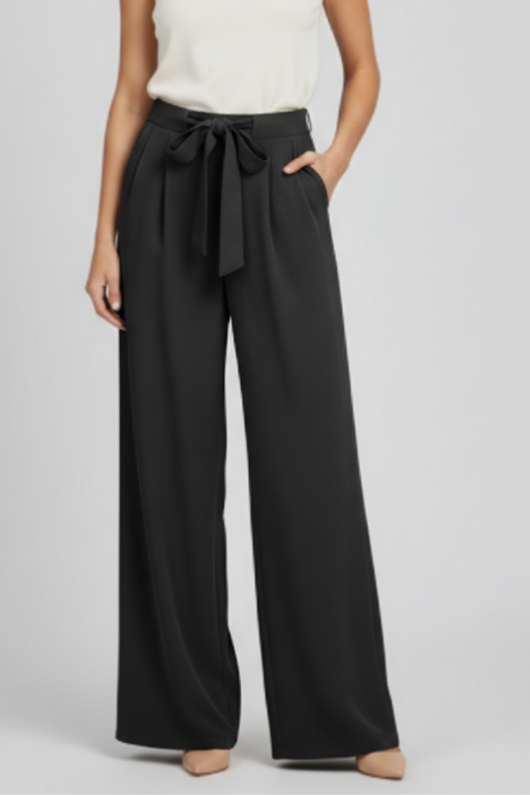 Karin | Damen Wide-Leg Palazzo-Hose mit Kordelzugbund