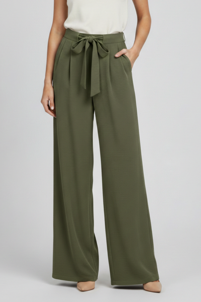 Karin | Damen Wide-Leg Palazzo-Hose mit Kordelzugbund