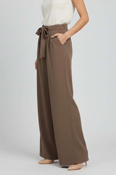 Karin | Damen Wide-Leg Palazzo-Hose mit Kordelzugbund