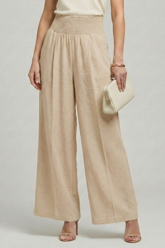 Carolin | Damen Palazzohose mit Hoher Taille und Falten