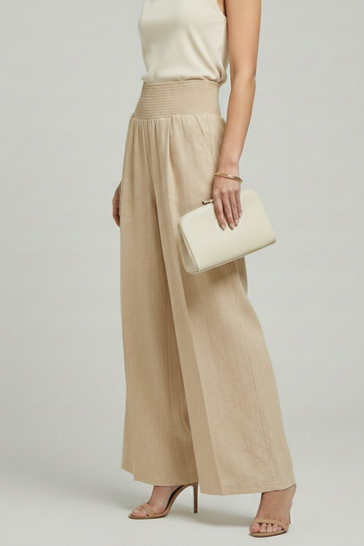 Carolin | Damen Palazzohose mit Hoher Taille und Falten