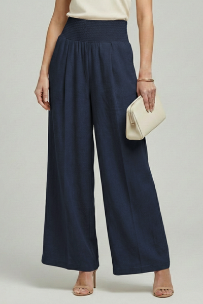 Carolin | Damen Palazzohose mit Hoher Taille und Falten