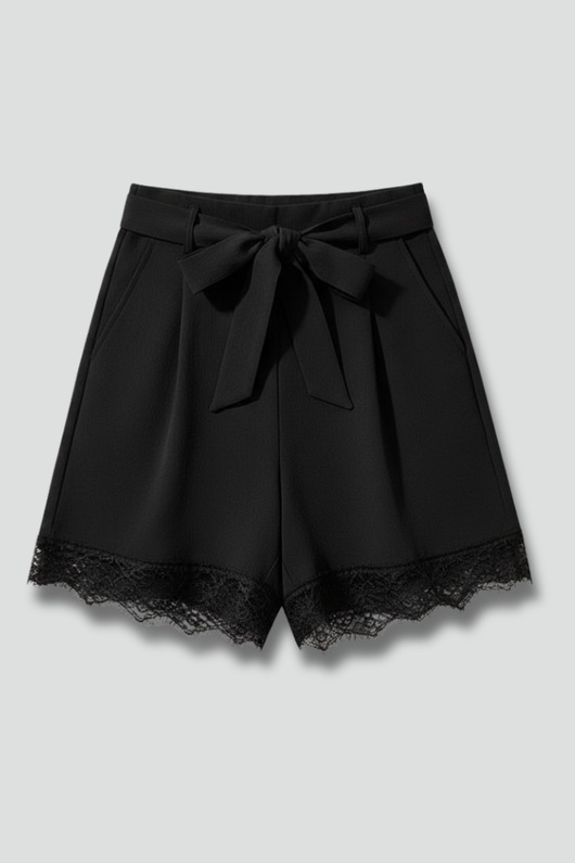 Emma | Damen-Shorts mit Bindebund und Besatzdetail
