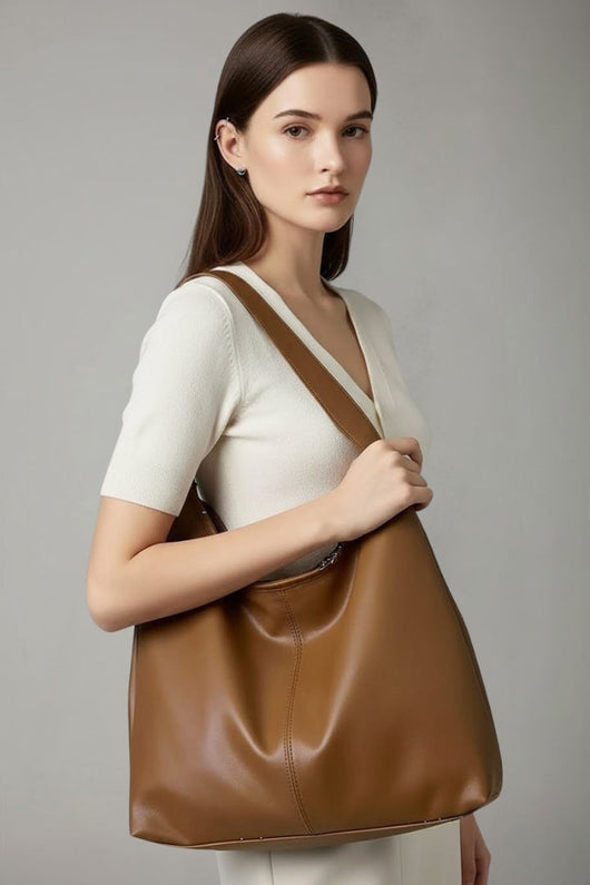 Jacqueline | Damen Klassische Tote Tasche mit Kunstleder Außenmaterial und Großer Innentasche