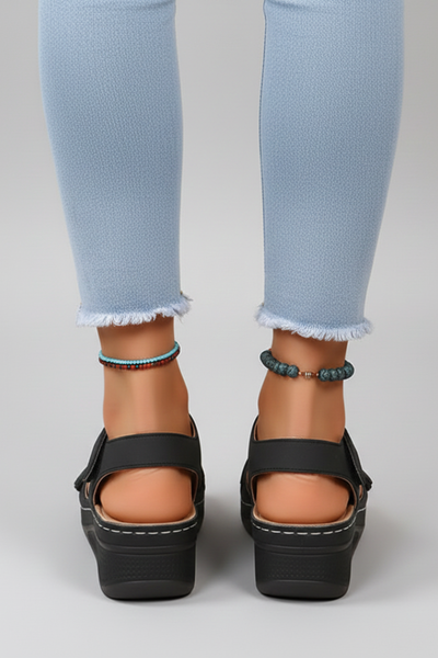 Angela | Damen-Keilsandalen mit Schlaufenriemen im Zehenbereich