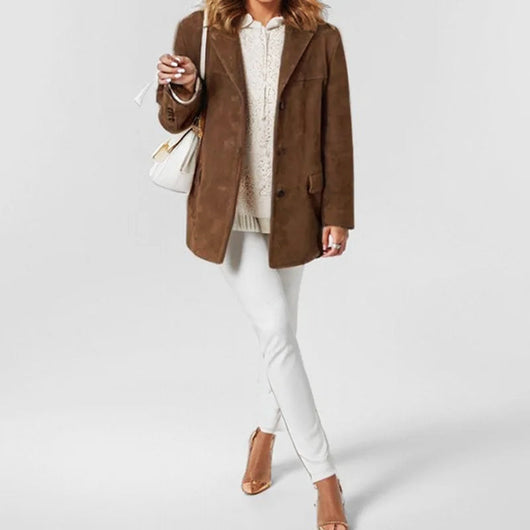 Pauline | Damen Urban Style Locker Sitzende Lederjacke