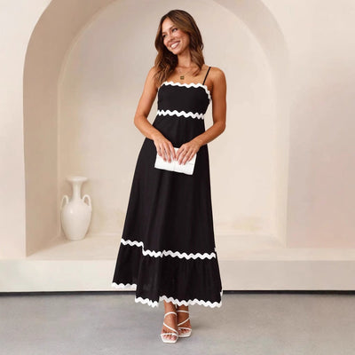 Helga | Damen A-Linien-Maxikleid mit Spaghettiträgern