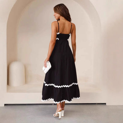 Helga | Damen A-Linien-Maxikleid mit Spaghettiträgern