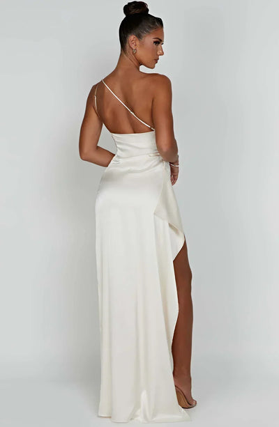 Petra | Damen One-Shoulder Maxikleid Mit Schlitz