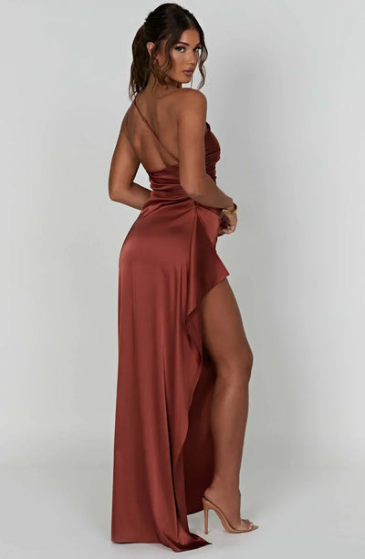 Petra | Damen One-Shoulder Maxikleid Mit Schlitz