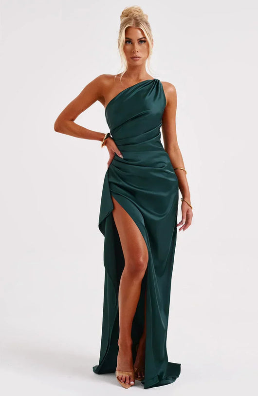 Petra | Damen One-Shoulder Maxikleid Mit Schlitz