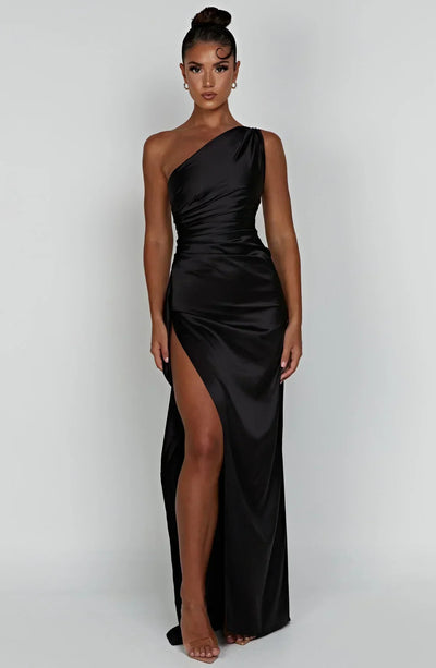 Petra | Damen One-Shoulder Maxikleid Mit Schlitz