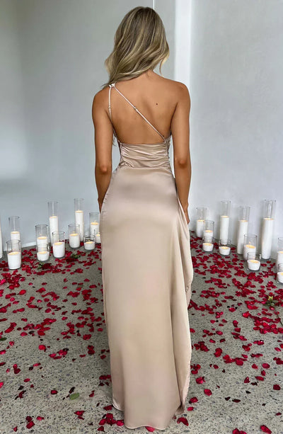 Petra | Damen One-Shoulder Maxikleid Mit Schlitz