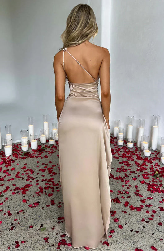 Petra | Damen One-Shoulder Maxikleid Mit Schlitz