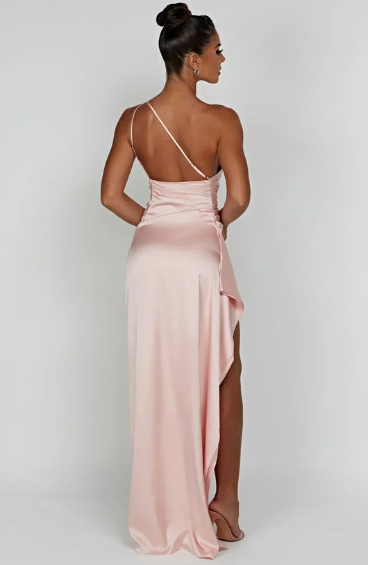 Petra | Damen One-Shoulder Maxikleid Mit Schlitz