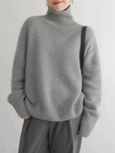 Doris | Damen Bequemer Strickpullover mit hohem Kragen