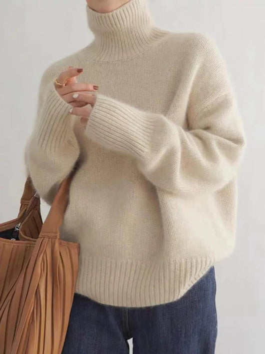 Doris | Damen Bequemer Strickpullover mit hohem Kragen