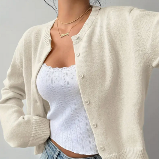 Bettina | Damen Frühlings Cardigan Mit Kragen Und Knöpfen