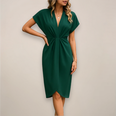 Pauline | Damen Kurzarm Midikleid Mit Schlitz
