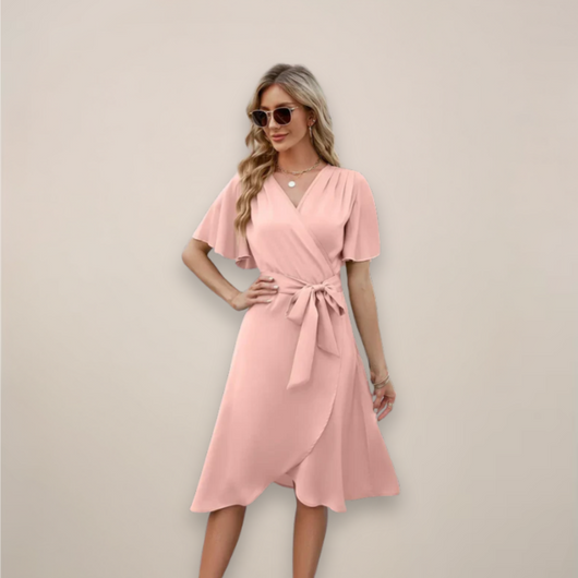Britta | Damen Midi-Wickelkleid mit Frontknoten