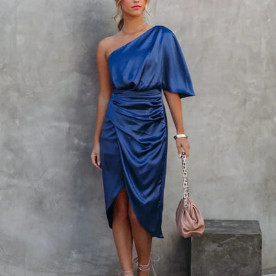Lilian | Damen One-Shoulder-Minikleid im Wickelstil