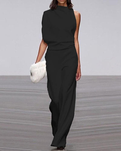 Viviane | Damen Ein Schulter Jumpsuit mit Weitem Bein