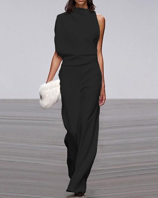 Viviane | Damen Ein Schulter Jumpsuit mit Weitem Bein