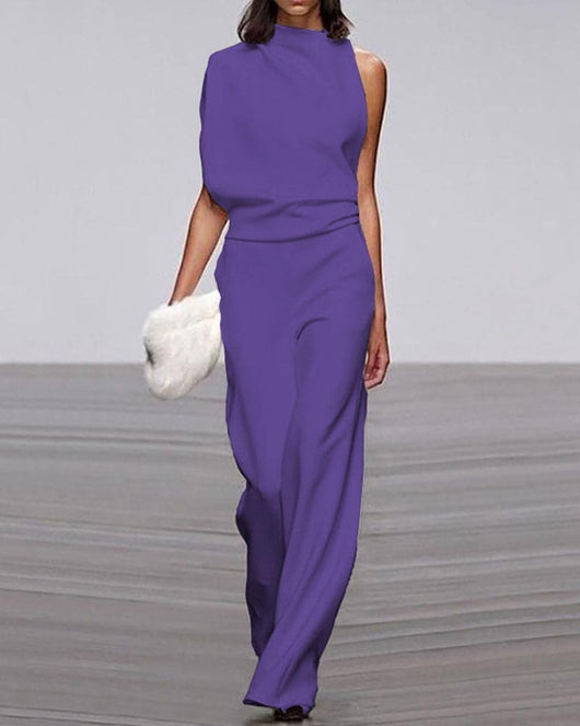 Viviane | Damen Ein Schulter Jumpsuit mit Weitem Bein