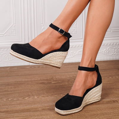 Anna | Damen Lässige Keilsandalen mit Knöchelschnalle