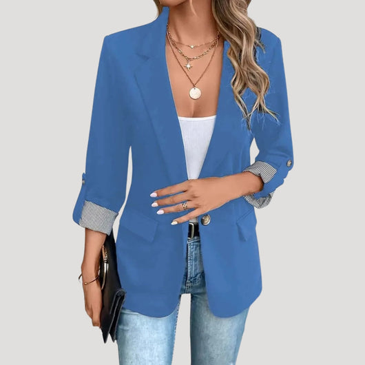 Theresa | Damen Maßgeschneiderter Einreihiger Blazer mit Hochgekrempelten Ärmeln