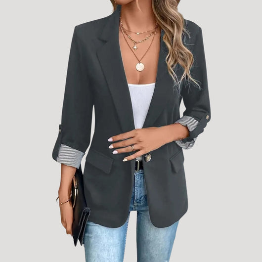 Theresa | Damen Maßgeschneiderter Einreihiger Blazer mit Hochgekrempelten Ärmeln