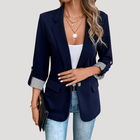 Theresa | Damen Maßgeschneiderter Einreihiger Blazer mit Hochgekrempelten Ärmeln