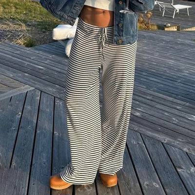 Daniela | Damen Frühlings-Gestreifte Relaxed-Hose