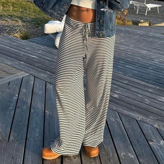 Daniela | Damen Frühlings-Gestreifte Relaxed-Hose