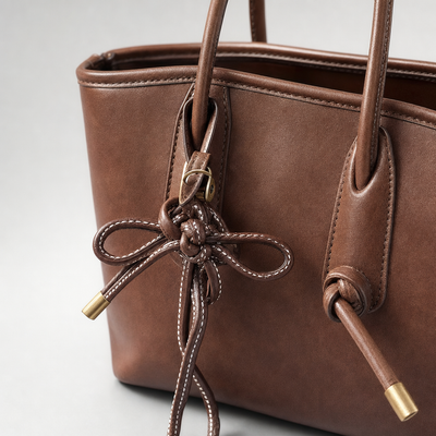 Close-up of the buckled leather tie on the Amberley Vintage Shoulder Bag