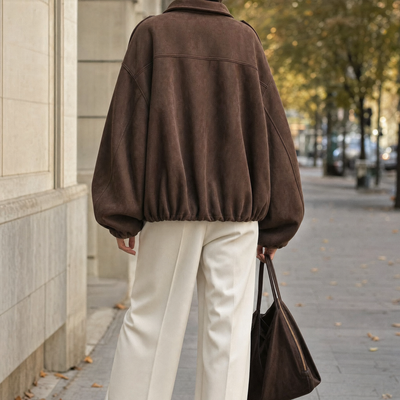 Ashcroft brown suede shirt jacket, back view